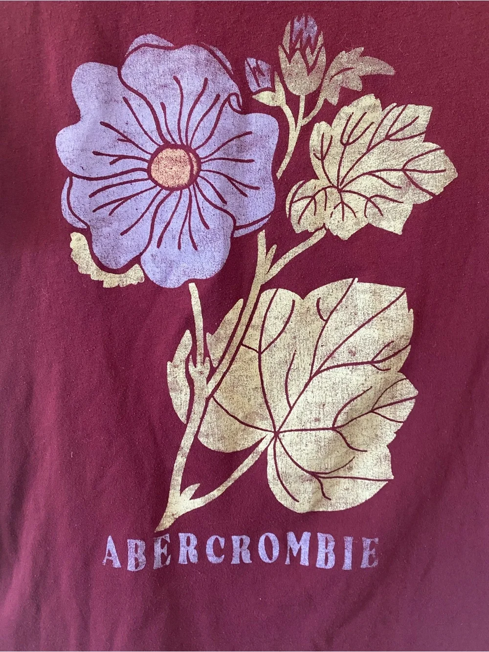 abercrombie kids Burgundy Floral Graphic Tee - back to school - size 11/12